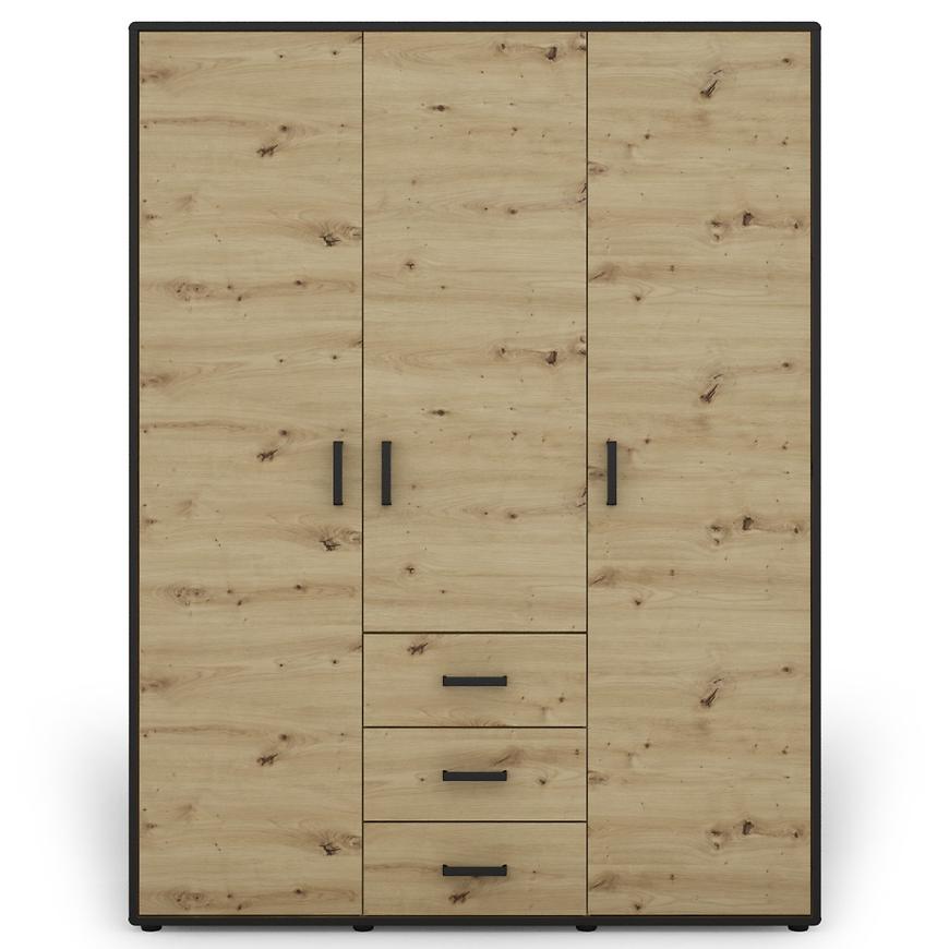 Skříň Capannoli 3s 3d dub artisan/černá Baumax