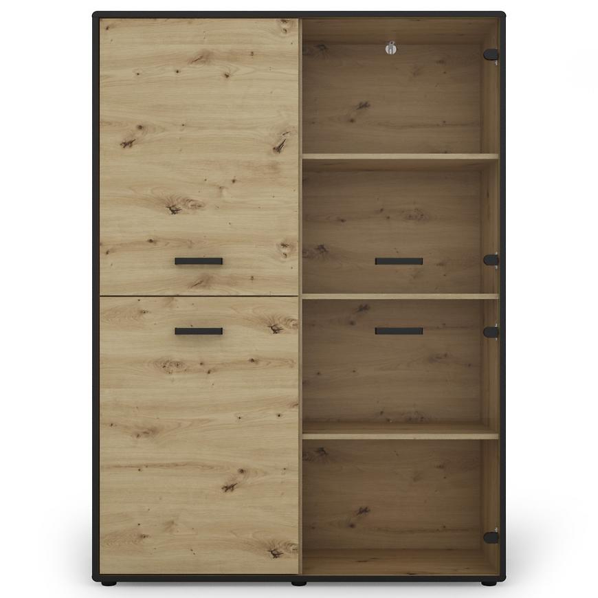 Vitrína Capannoli 120 2d2g dub artisan/černá Baumax