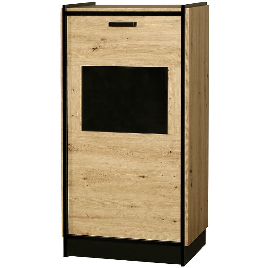 Vitrína nízká 1D Karia dub artisan/dub artisan+černá Baumax