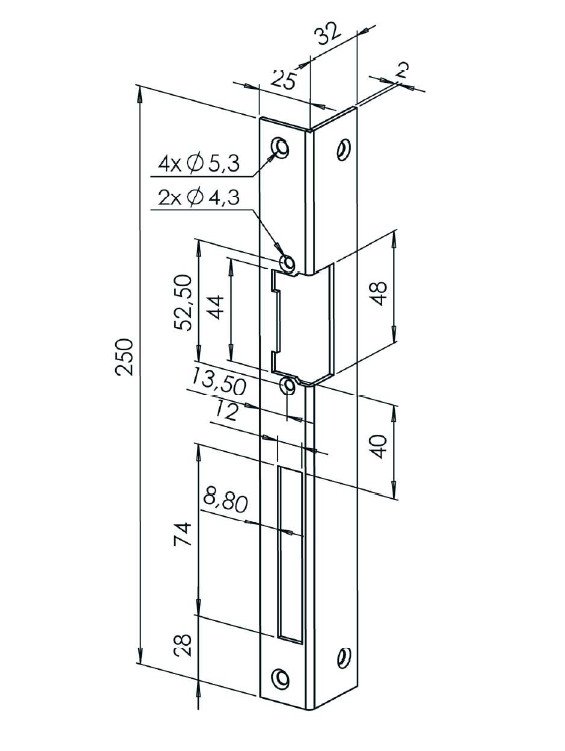 Lišta k otvírači rohová Zn FAB - levá