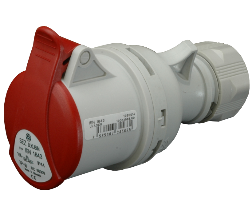Zásuvka průmyslová 380V 32A SEZ - 5pólová šňůrová ISN 3253