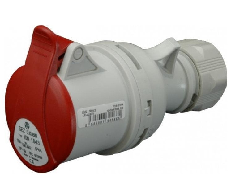 Zásuvka průmyslová 380V 16A SEZ - 4pólová šňůrová ISN 1643
