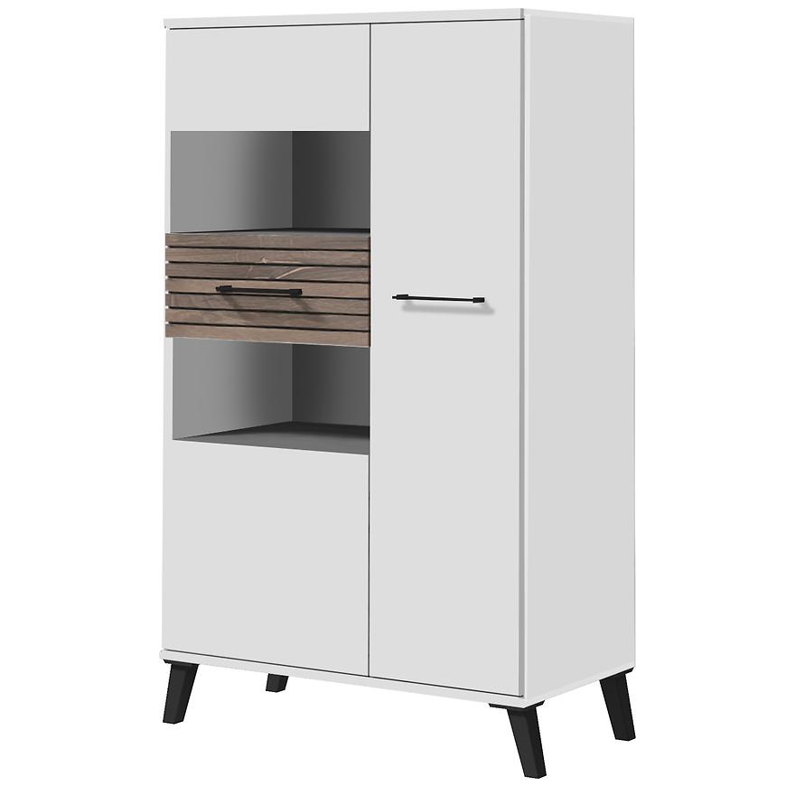 Vitrína Carlo 3 bílá/dub flagstaff Baumax