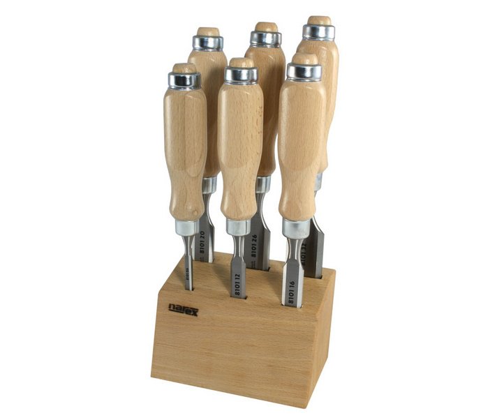Sada plochých dlát 6ks 6-32mm stojan Wood line Profi Narex 8776 01