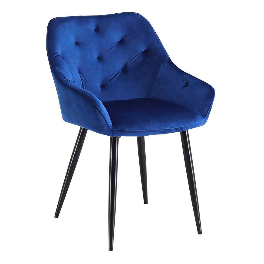 Židle K487 samet/kov tmavě modrá 56x65x81 Baumax