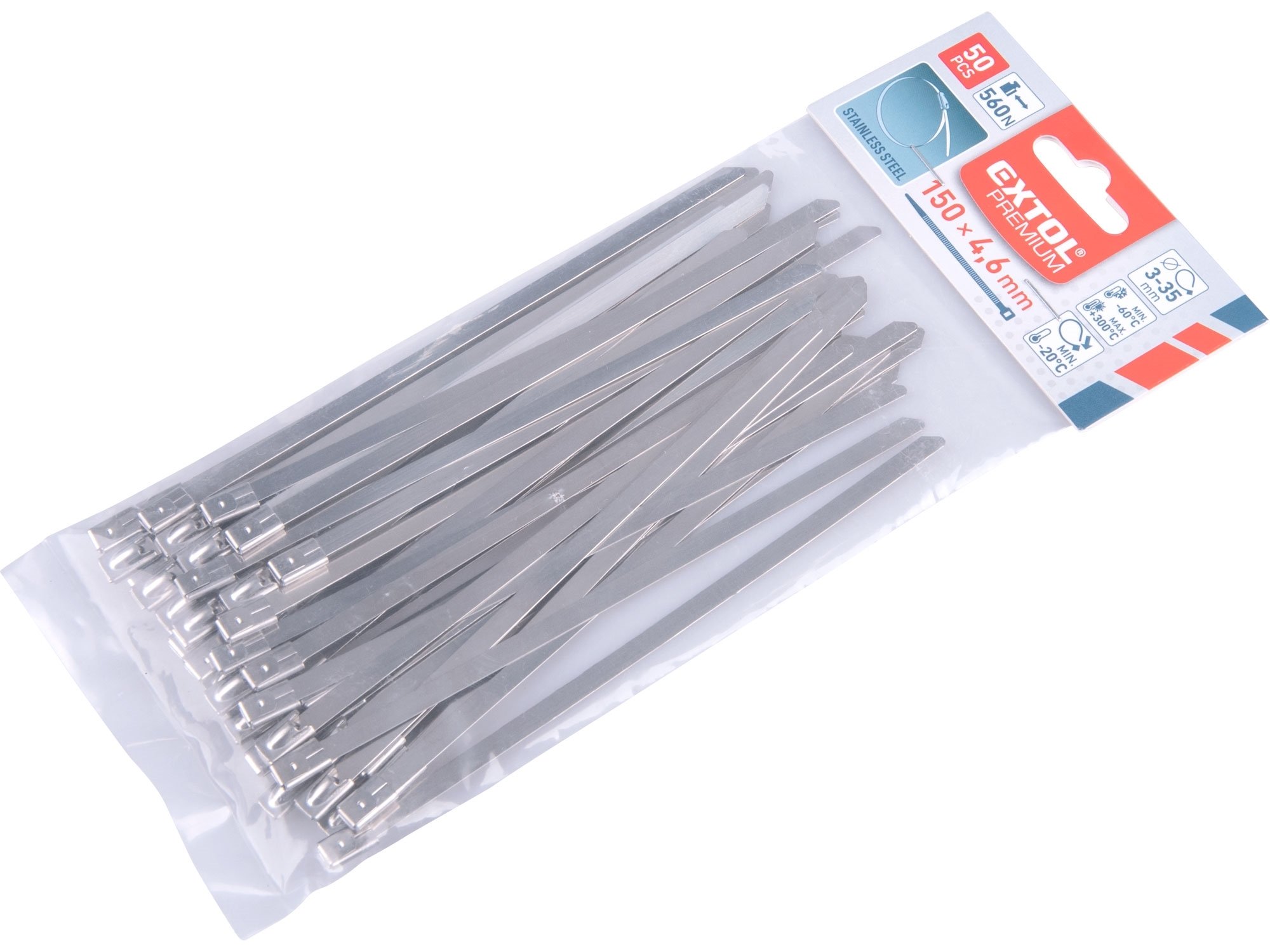 Páska stahovací nerezová 50ks Extol Premium - 8856282 450x7.9mm