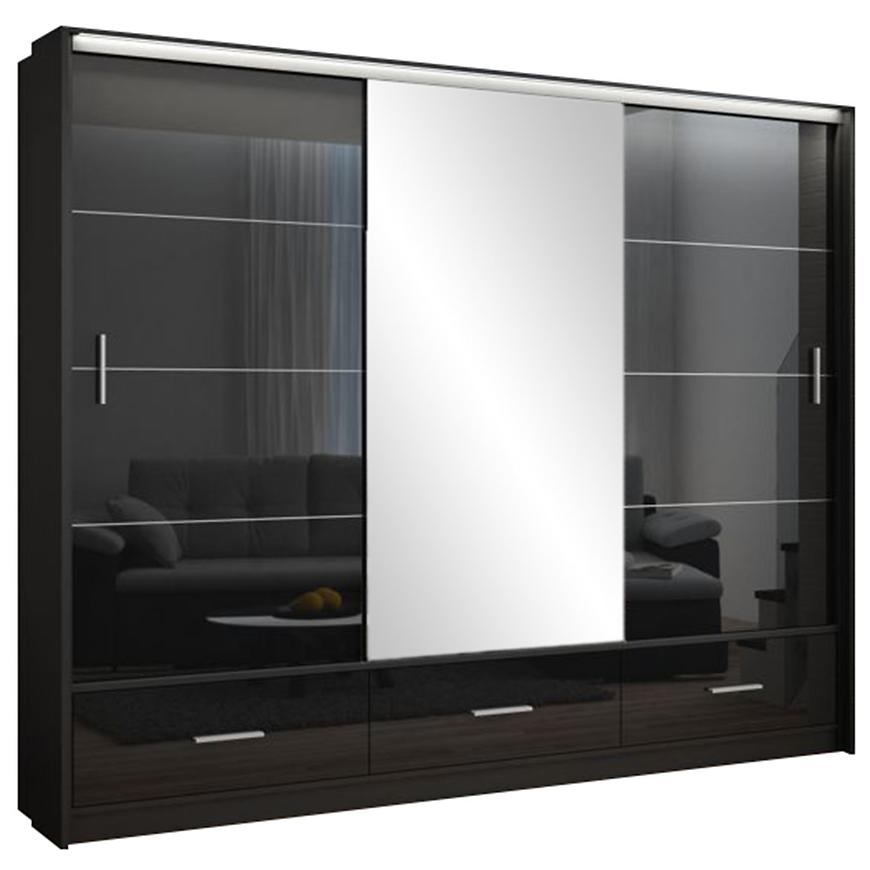 Skříň Marsylia 250 černý lesk/černý Baumax