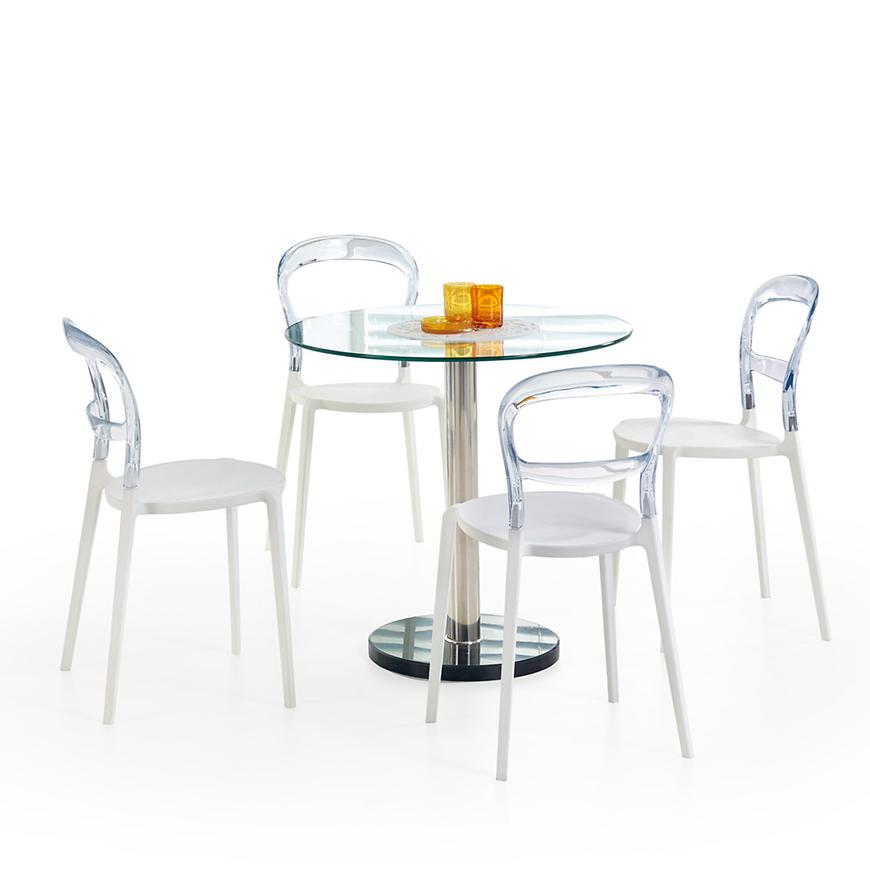 Stùl Cyryl 80 Sklenka/Ocel/Marmur Bezbarvý