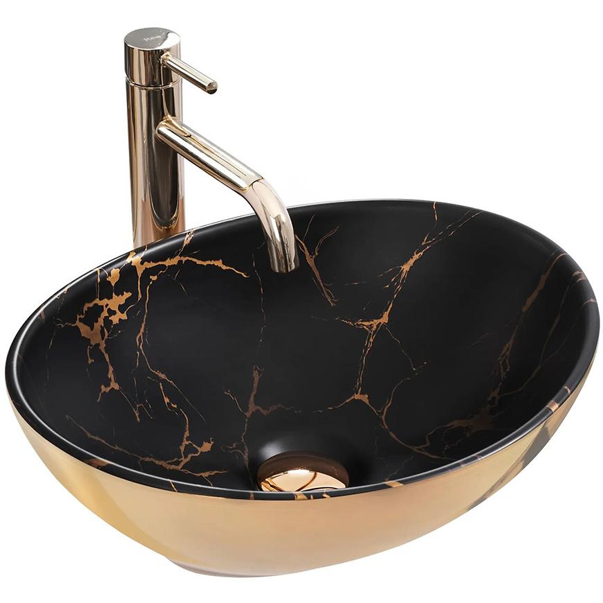 Umyvadlo na desku Sofia In Black Marble/Gold REA
