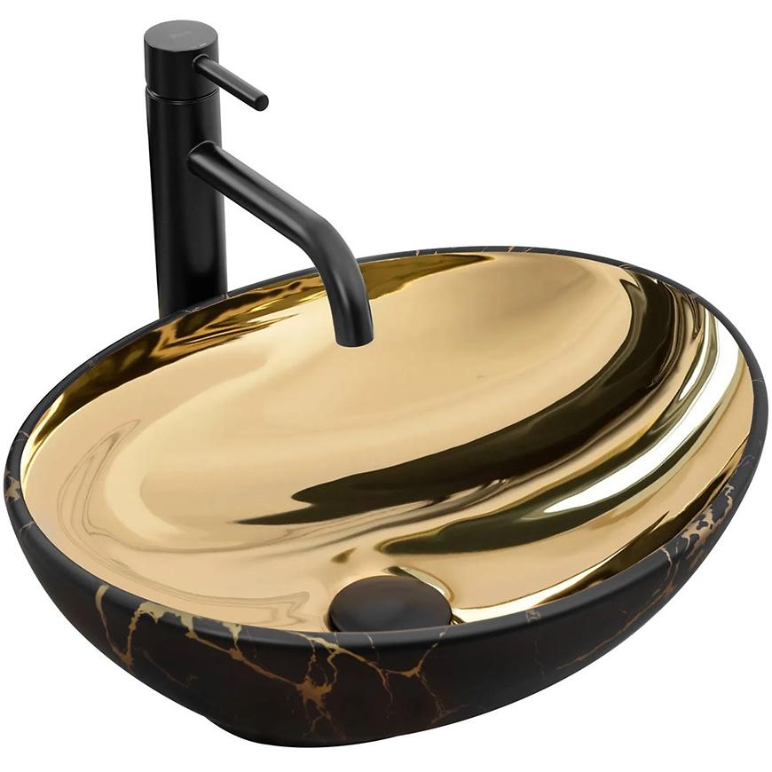 Umyvadlo na desku Sofia In Gold/Black Marble REA