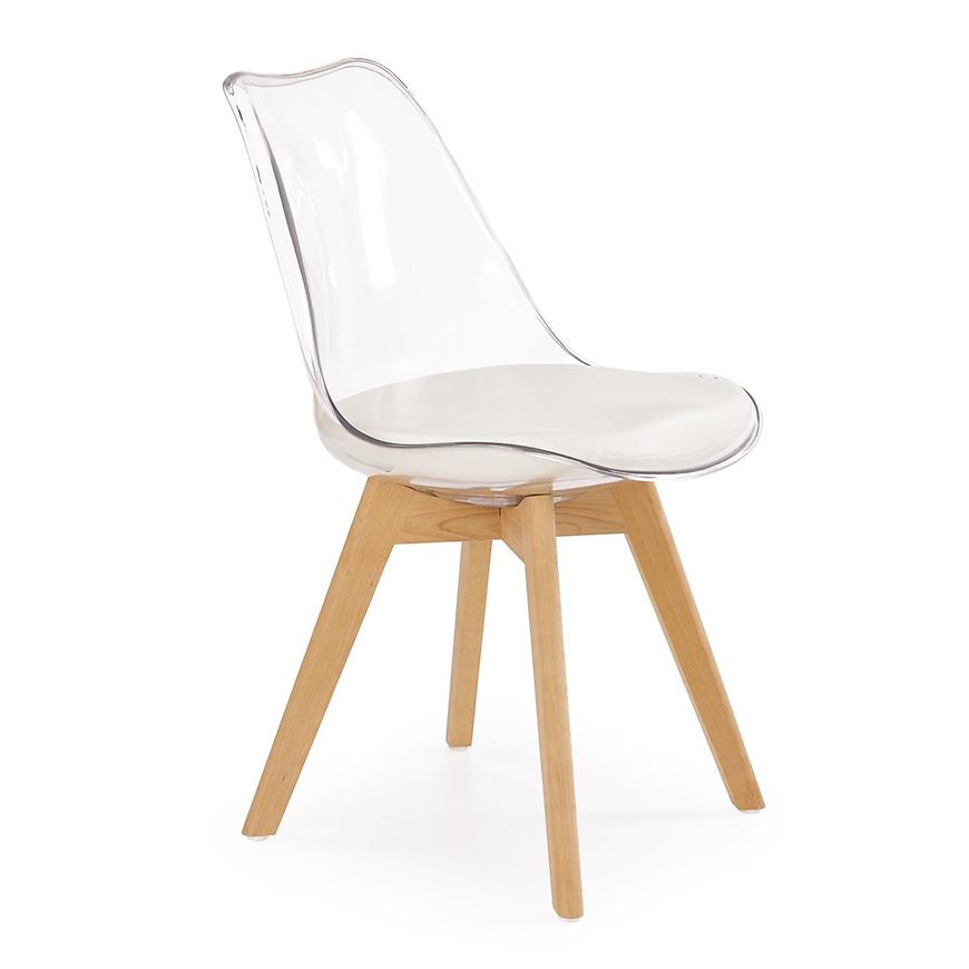 Židle K246 dřevo/eko kůže/polykarbonát bílá/průhledná/buk Baumax