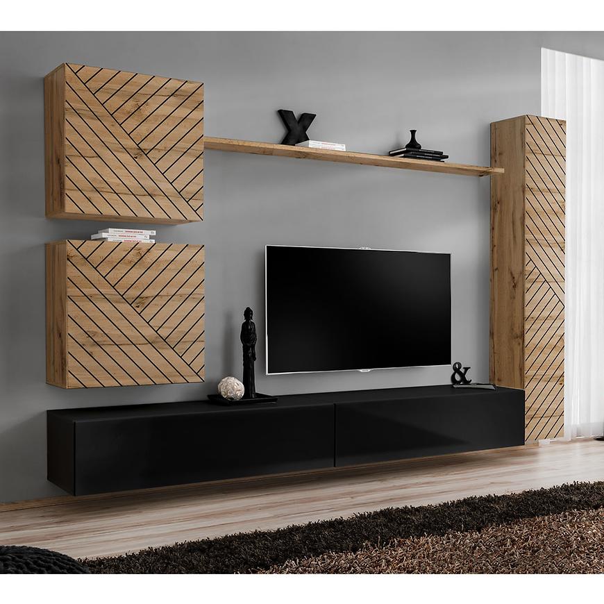 Obývací Stěna Switch VIII Line Wotan/Černá Baumax