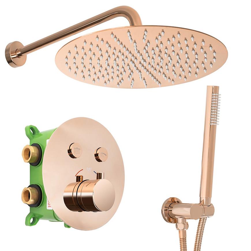 Podomítkový sprchový set s termostatem Lungo-Miller Rea P6613 růžové zlato REA