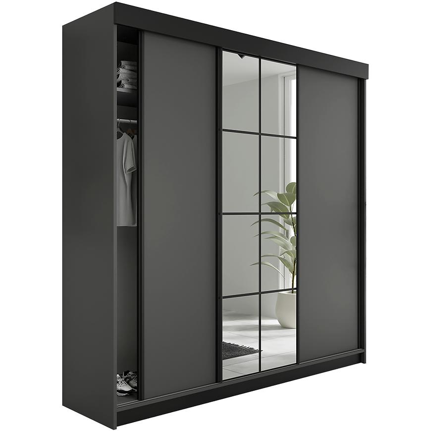 Šatní skříň Lamaro 250 grafit-antracit + černé prvky Baumax