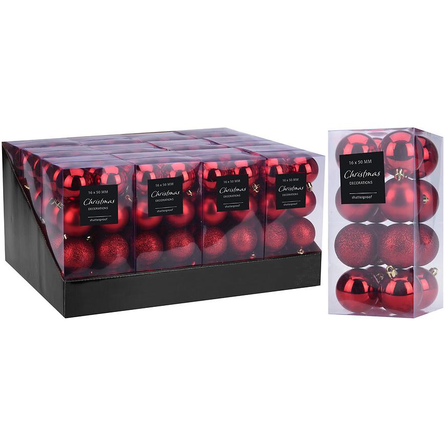 Vánoční koule 16ks x50mm red can204420 Baumax