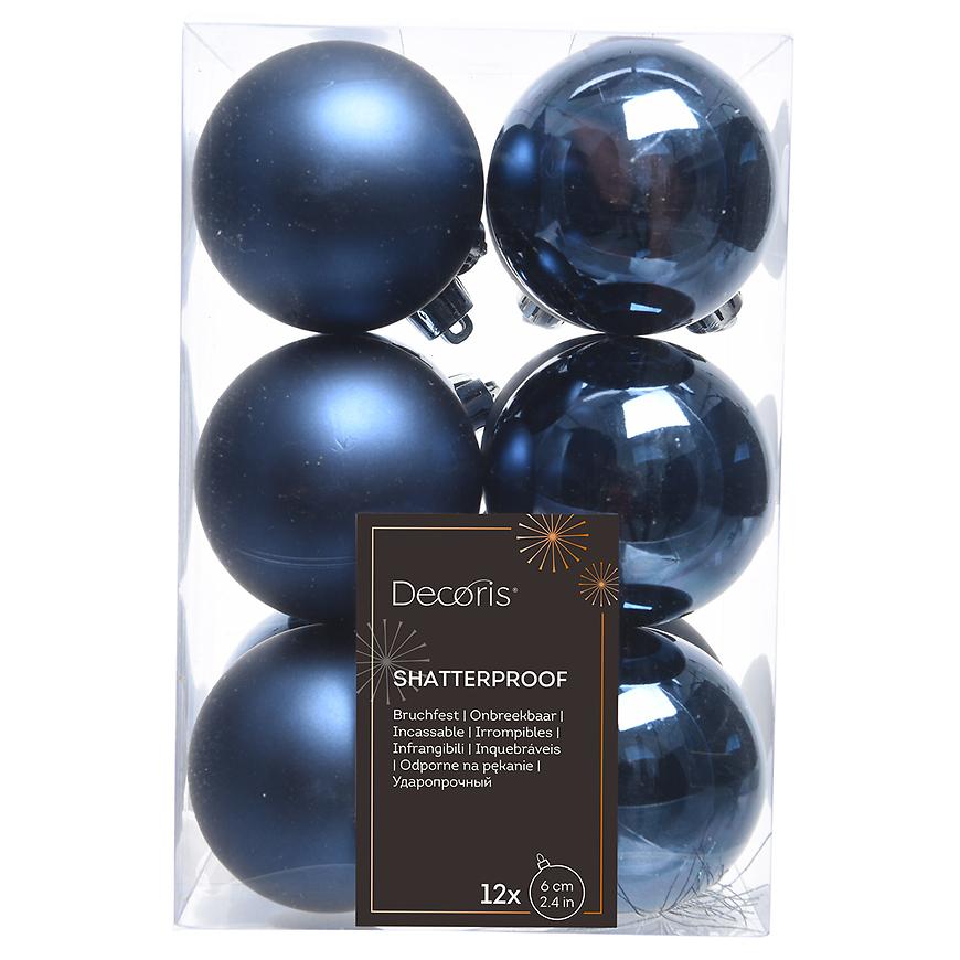 Vánoční ozdoby plast mix 6 cm modré 21974 sada 12 ks Baumax