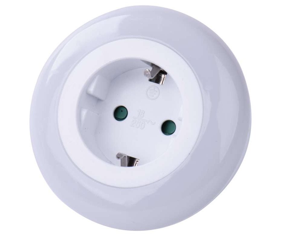 Noční světlo do zásuvky průchozí Schuko 230V 3xLED se senzorem