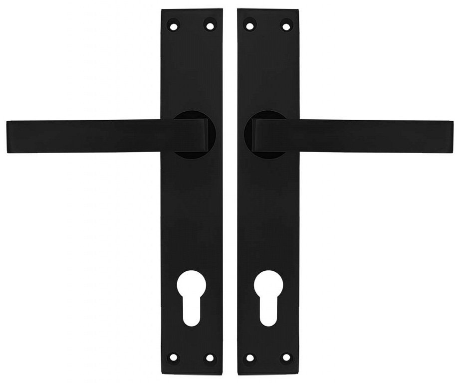 Kování dveřní štítové hliníkové černé - klika-klika/vložka/72mm