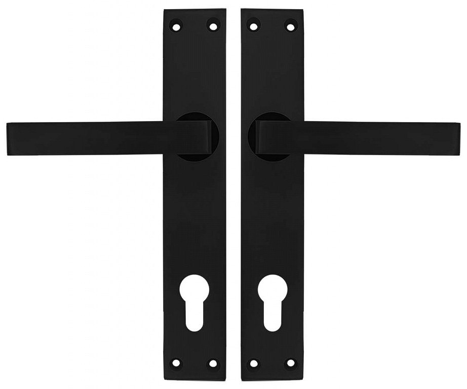 Kování dveřní štítové hliníkové černé - klika-koule/vložka/90mm