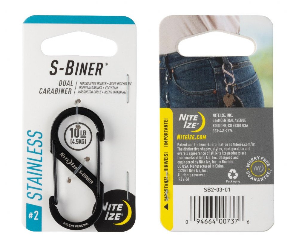 Karabina oboustranná nerez S-Biner - vel. 2 černá