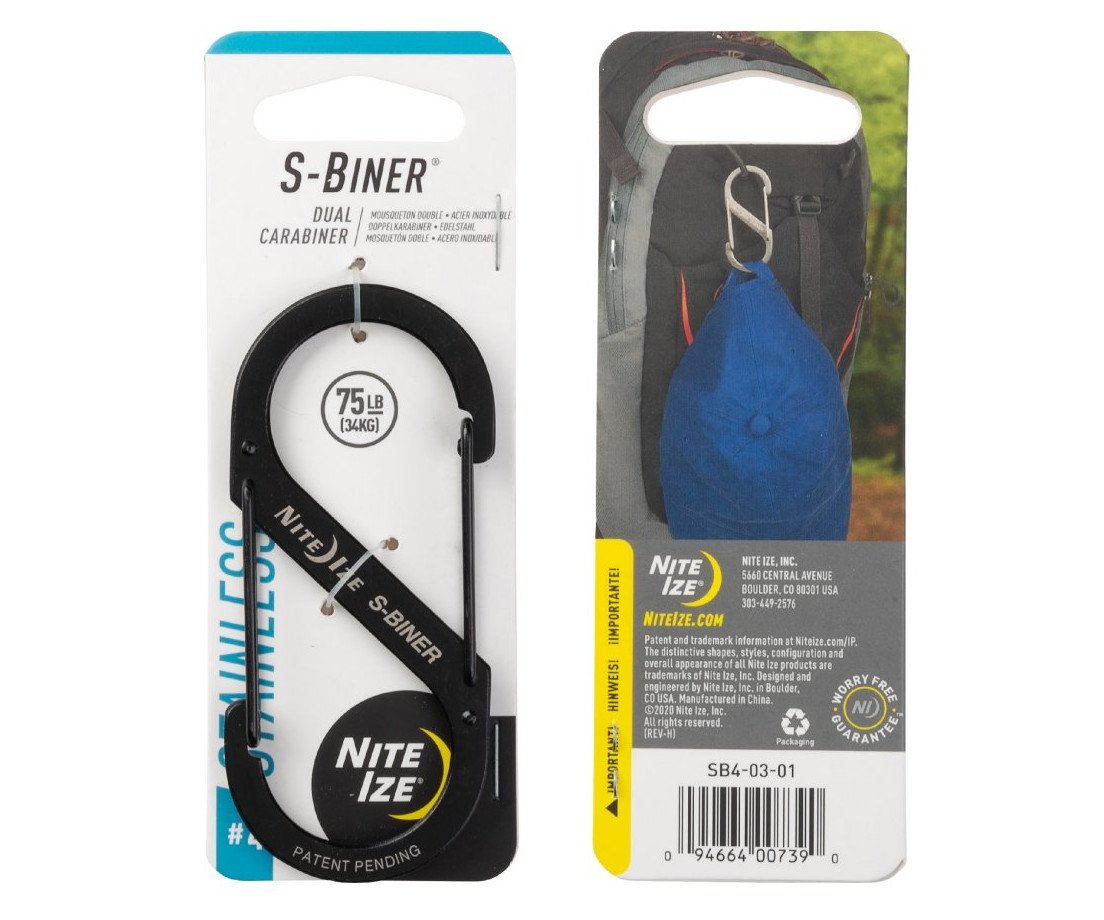 Karabina oboustranná nerez S-Biner - vel. 4 černá