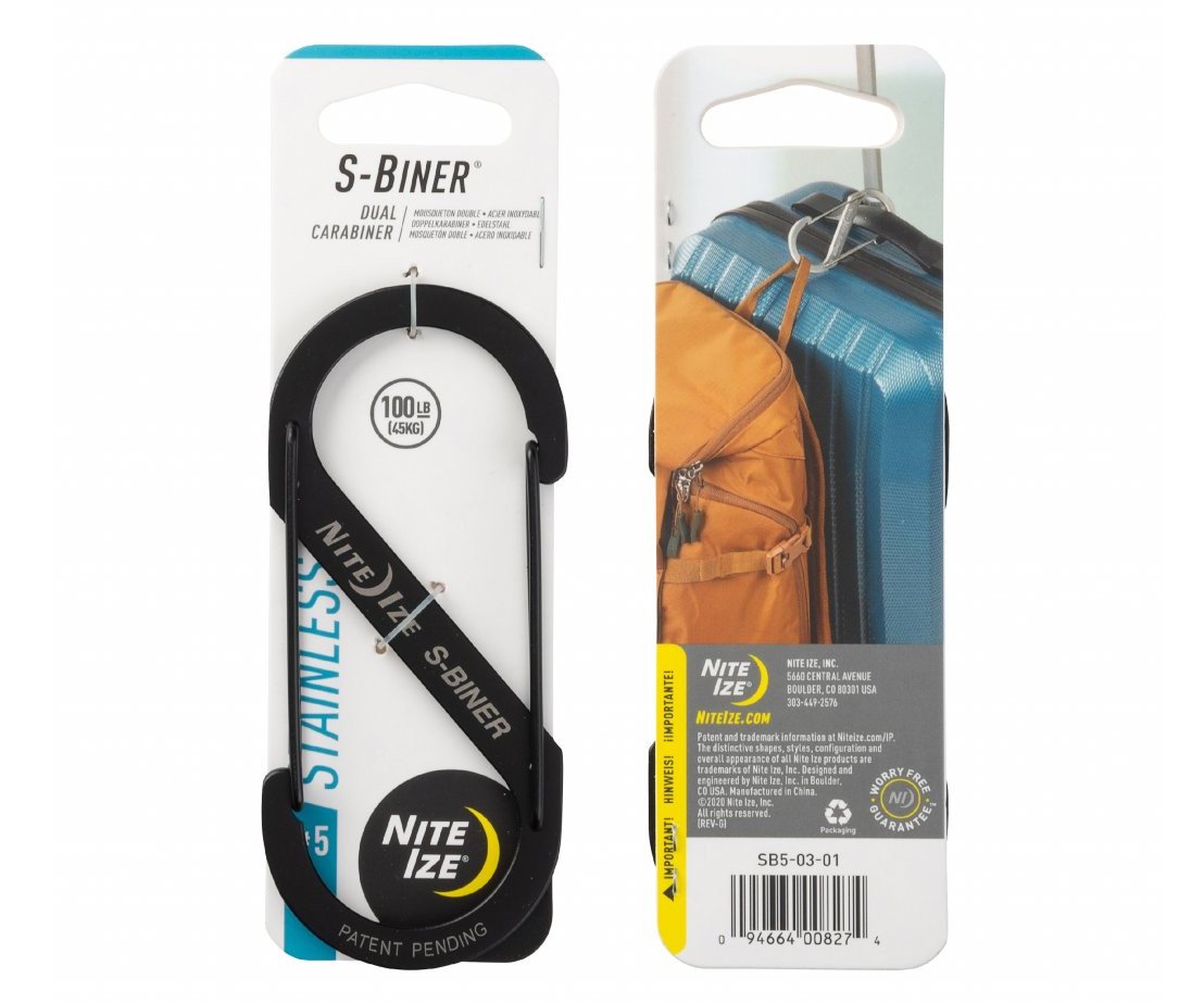 Karabina oboustranná nerez S-Biner - vel. 5 černá