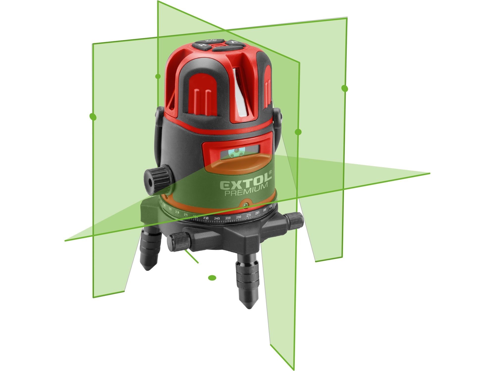 Laser křížový+3V+6bodů zelený aku USB Extol Premium 8823312