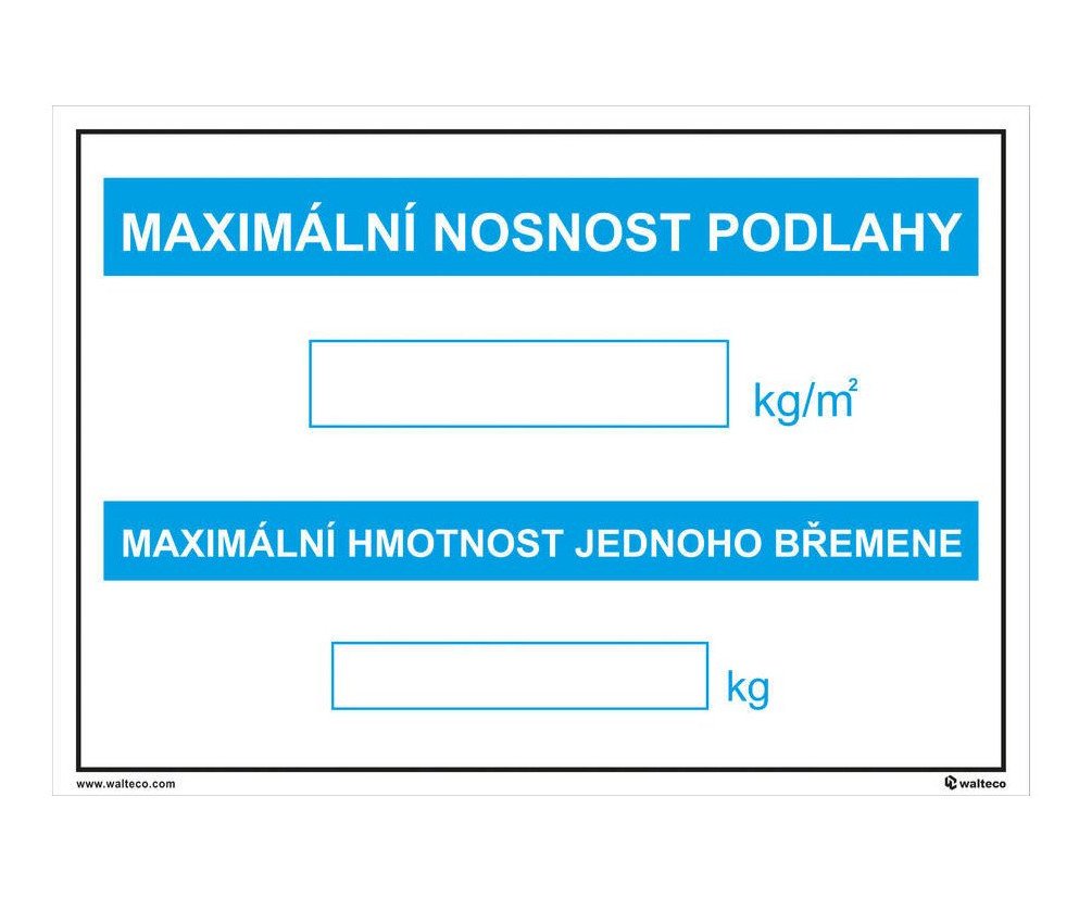 Tabulka Max. nosnost podlahy