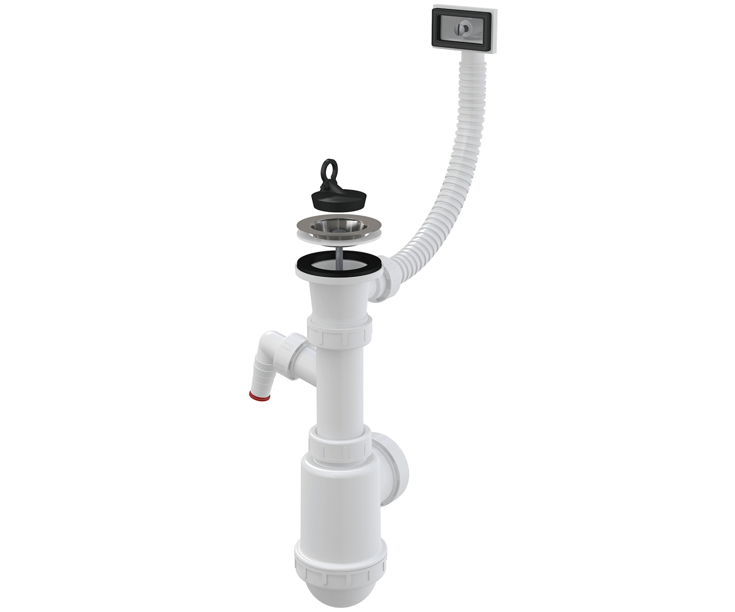 Sifon dřezový s přípojkou a nerezovou mřížkou A444P-DN50/40