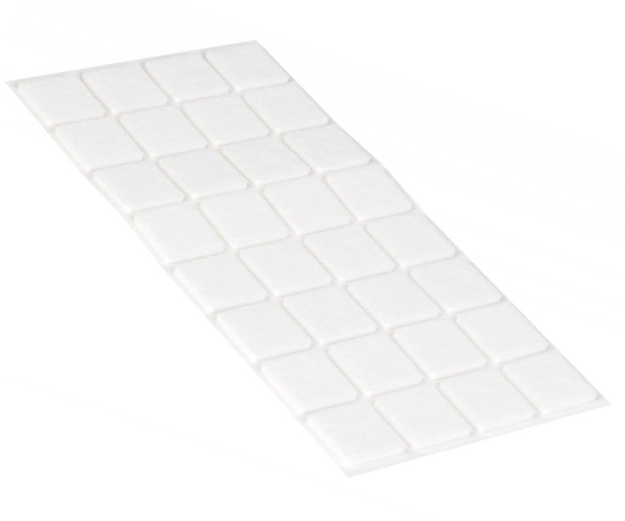 Kluzák filcový hranatý Walteco - bílý 30x30mm 32ks