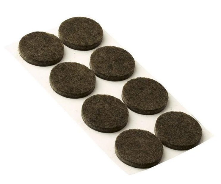 Kluzák filcový kulatý Walteco - tmavě hnědý 30mm 8ks