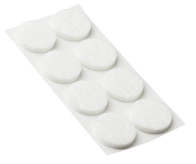 Kluzák filcový kulatý Walteco - bílý 30mm 8ks