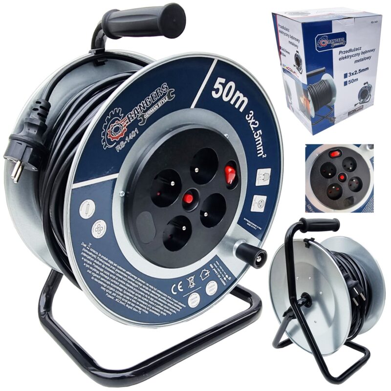 Prodlužovací kabel na kovovém bubnu 50m
