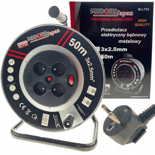 BOXER Prodlužovací kabel na kovovém bubnu MJ-735 MIDORI JAPAN