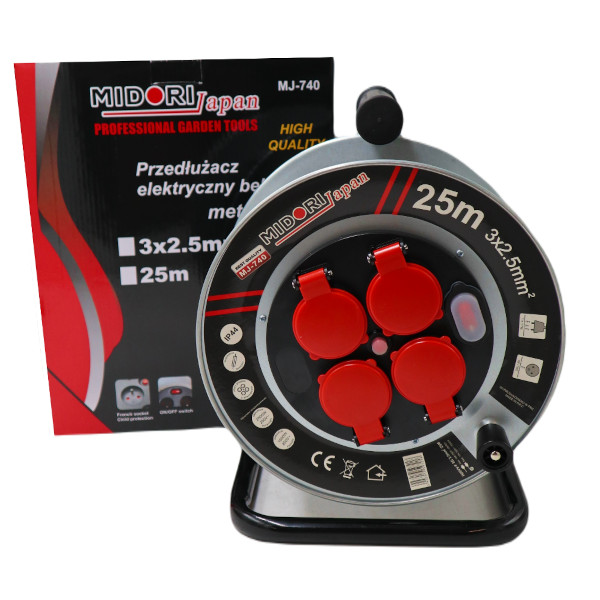 BOXER Prodlužovací kabel na kovovém bubnu 25m MJ-740 MIDORI JAPAN