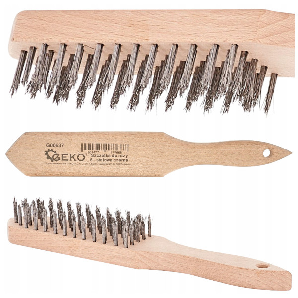 Drátěný kartáč 6 řadý dřevěný G00637 GEKO