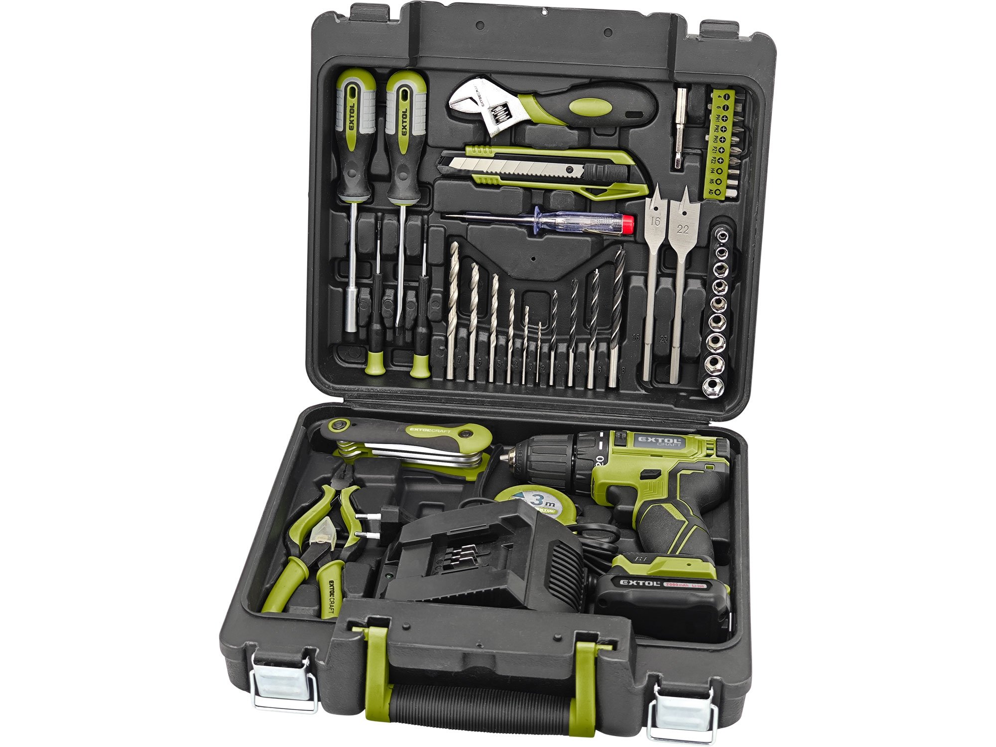 Sada nářadí 46ks + aku šroubovák 12V Li-Ion Extol Craft 422801