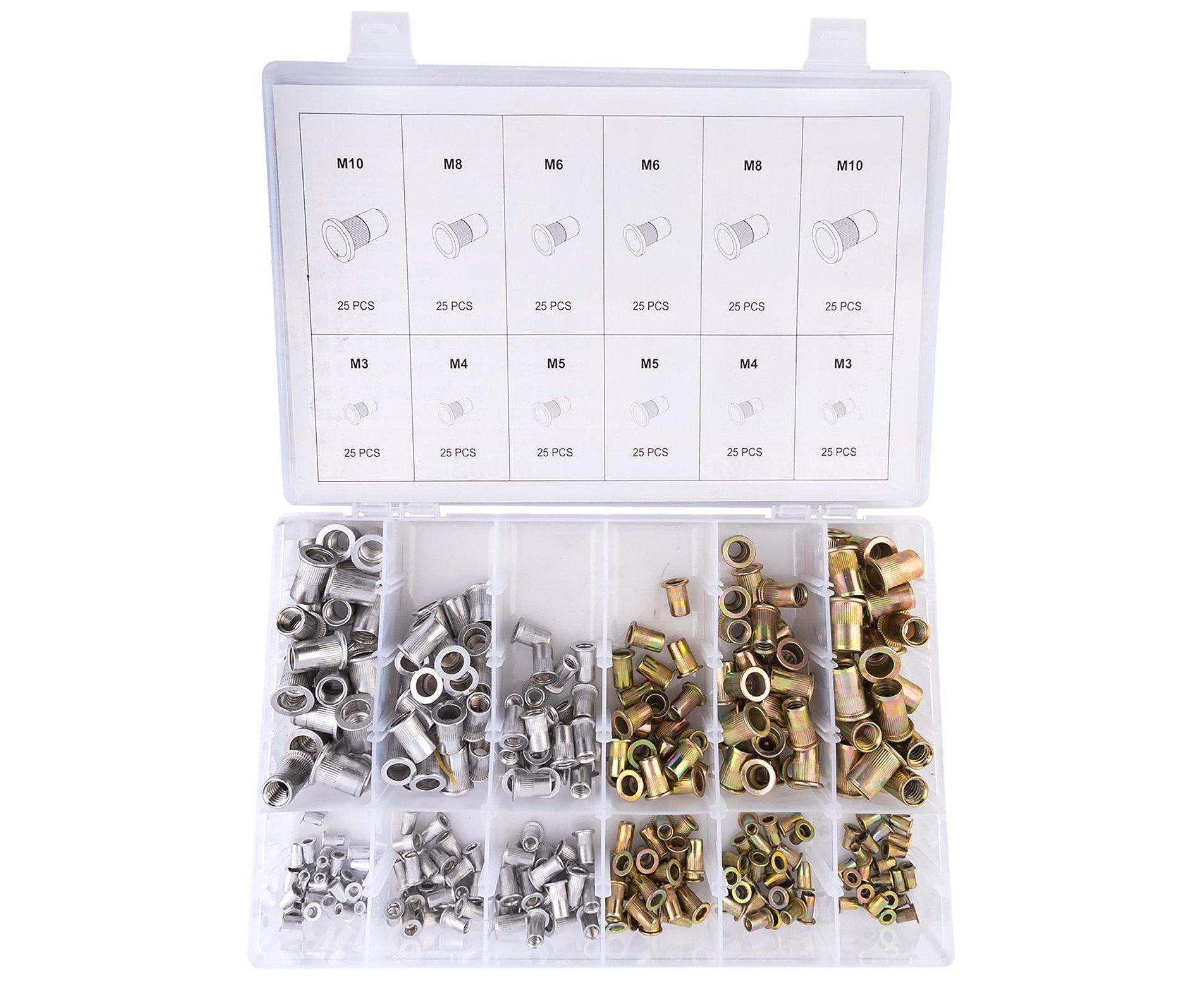 Sada nýtovacích matic 300ks M3-M10 Al+St