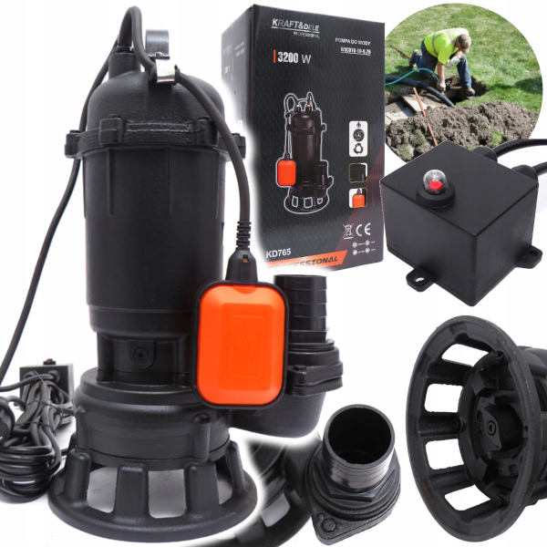 Kalové čerpadlo s drtičem a plovákem 3200W KD765 KRAFT&DELE