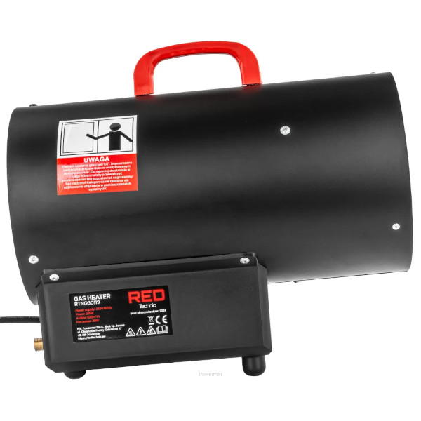 POWERMAT Plynový ohřívač 25kW s regulátorem a hadicí RTNGG0119 RED TECHNIC