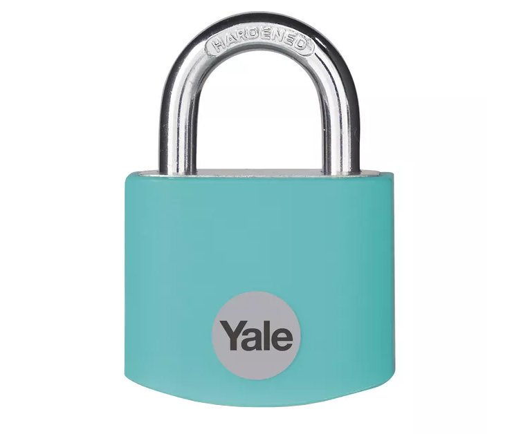 Zámek visací hliníkový barevný Yale - 25/5mm tyrkysový