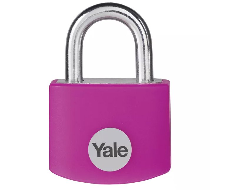 Zámek visací hliníkový barevný Yale - 25/5mm růžový
