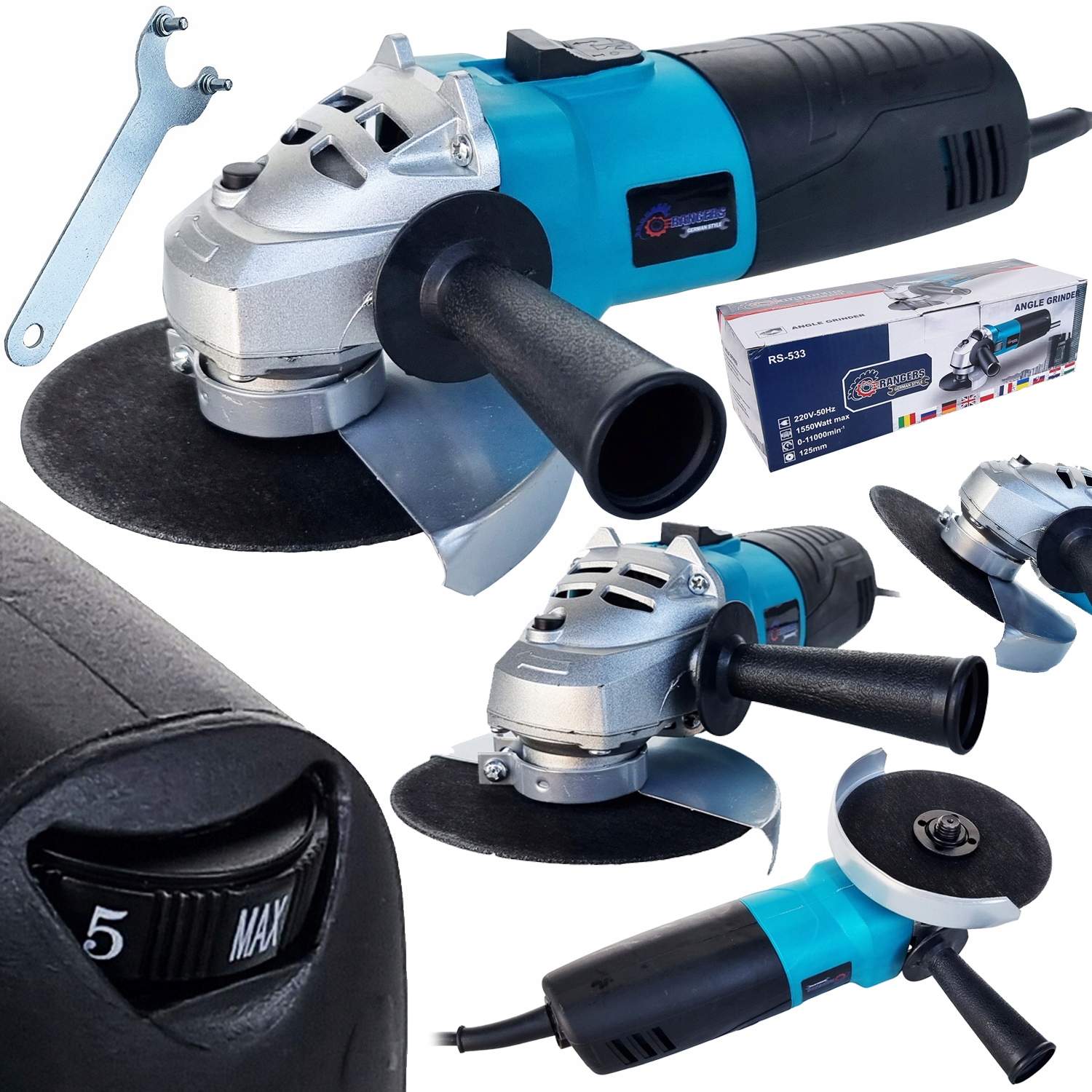 Úhlová bruska s regulací otáček 125mm 1550W RS533 ONDRAGON