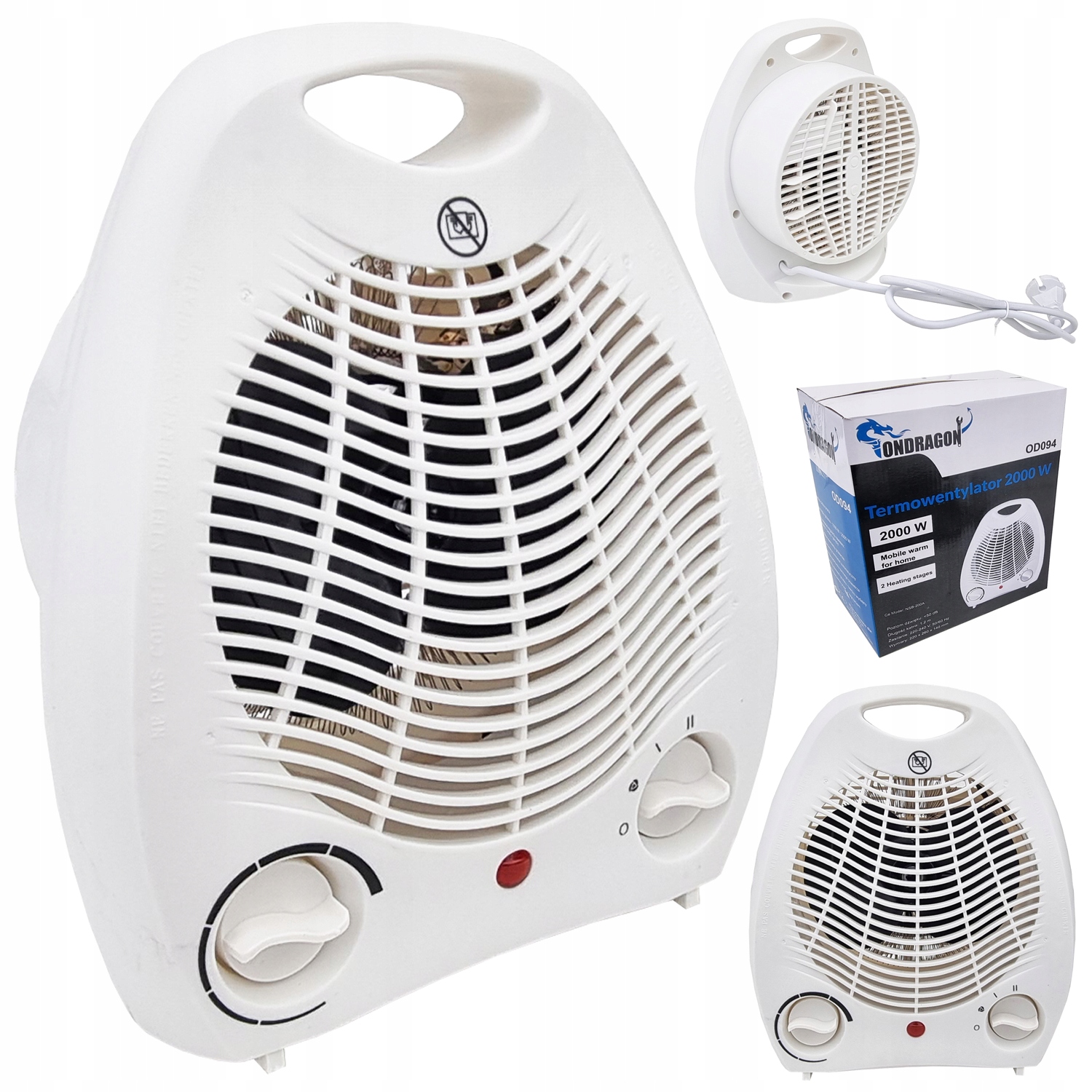 Topení do zásuvky s ventilátorem 2000W OD094 ONDRAGON
