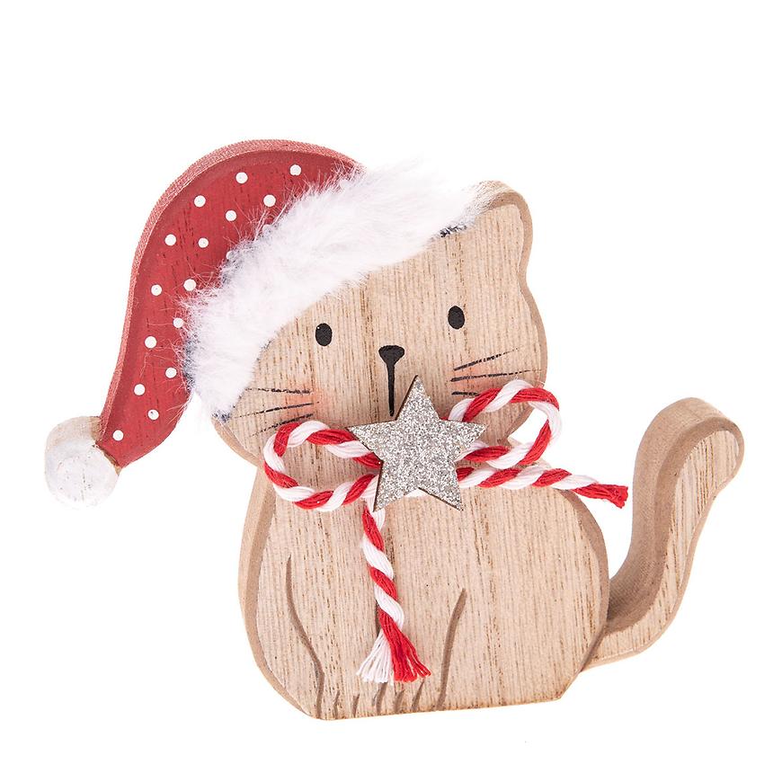 Dřevěná vánoční dekorace kočka 12x10x2.5cm Baumax