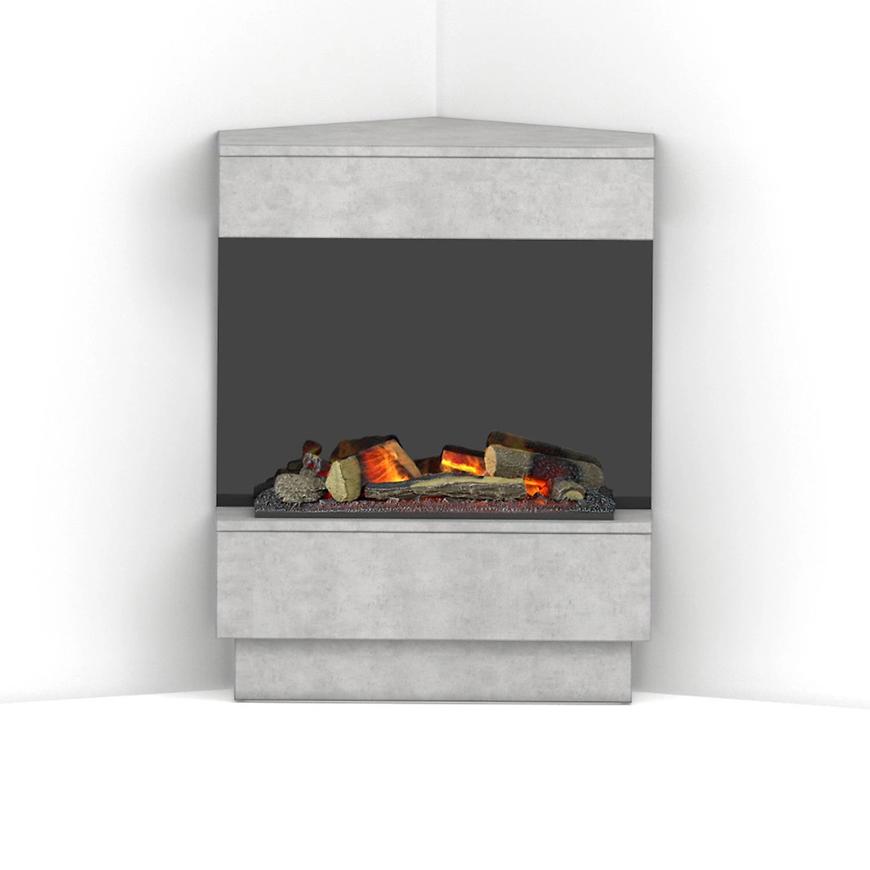 Rohový elektrický krb Taravo Cassette 400/600 černá/beton WARMTEC