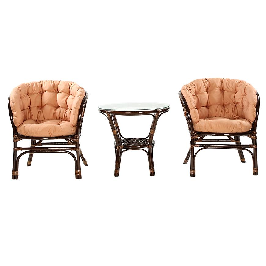 Sada rattan Bahama tmavě hnědá/cappuccino Baumax