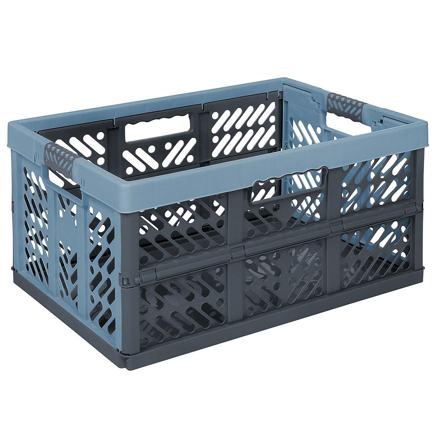 Skládací koš s úchyty modrý 54x37x28 45L Baumax