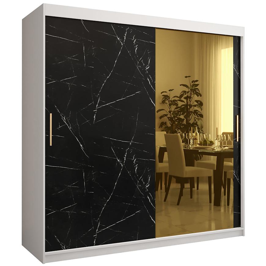 Skříň Platinum T2 200 bílá mramor/černá Baumax