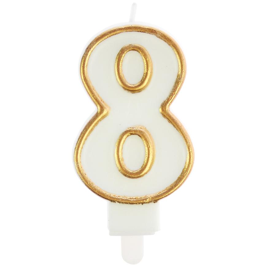 Svíčka číslo 8 zlatá 7.5cm